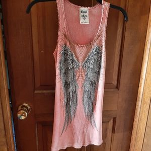 Vocal Crystal Wings Ribbed Tank Top